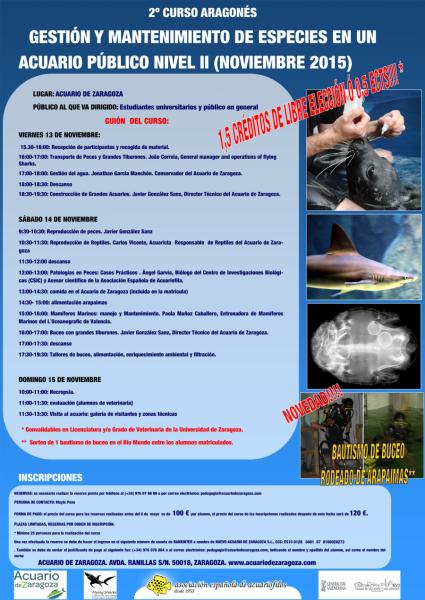 II CURSO ARAGONÉS DE GESTIÓN Y MANTENIMIENTO DE ESPECIES EN UN ACUARIO PÚBLICO NIVEL II