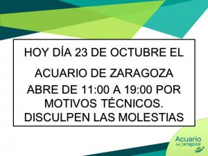 HORARIO DE APERTURA 23 DE OCTUBRE MODIFICADO POR MOTIVOS TÉCNICOS